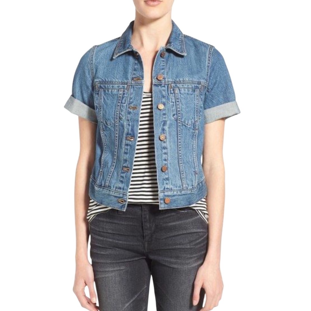 Madewell Short Sleeve Denim Jean Jacket Women's M Medium Wash Trucker